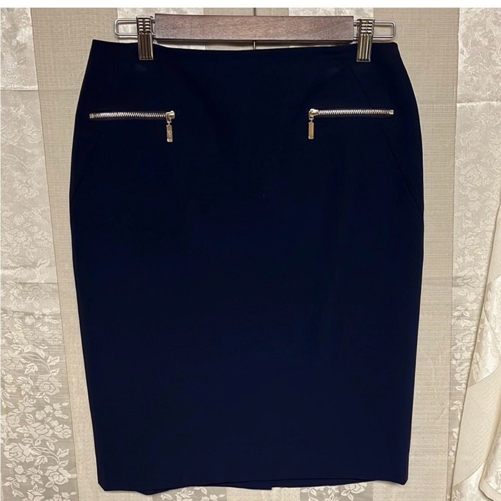 Tommy Hilfiger Navy Lined pencil Suit Skirt Zipper Detail Size 2